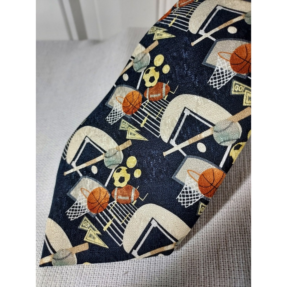 Class Club Mens Necktie Balls All Over Sports Wheels Baseball Soccer USA Silk